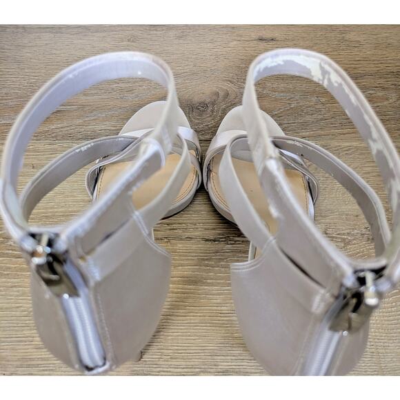 Vince Camuto Imagine Devin Heels 10 Silver Strappy Stiletto 4" Leather Fabric - Picture 10 of 12